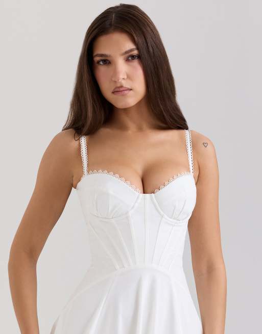 House of CB Steffani cotton midi sundress in white, 3 of 4