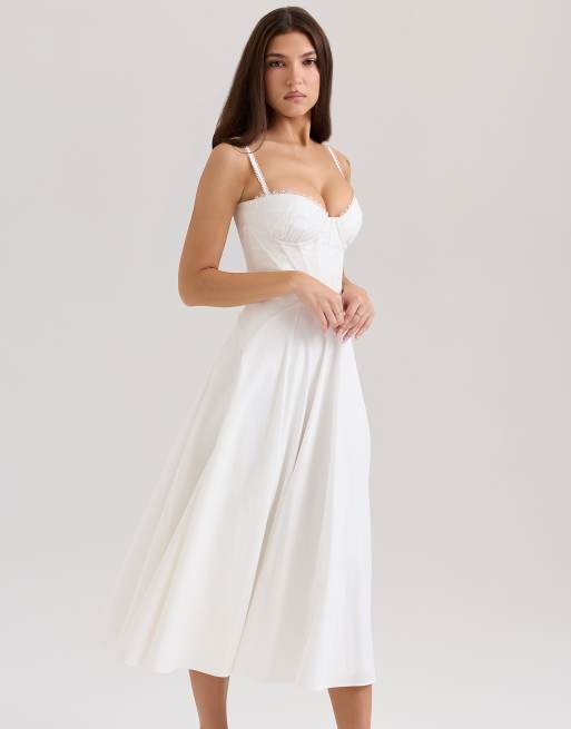 House of CB Steffani cotton midi sundress in white, 4 of 4