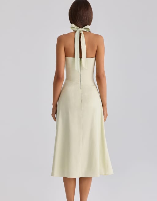House of CB - Tallulah - Robe mi-longue dos nu en coton - Vert matcha, 2 de 4