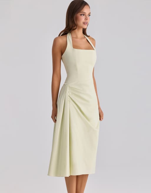 House of CB - Tallulah - Robe mi-longue dos nu en coton - Vert matcha, 4 de 4
