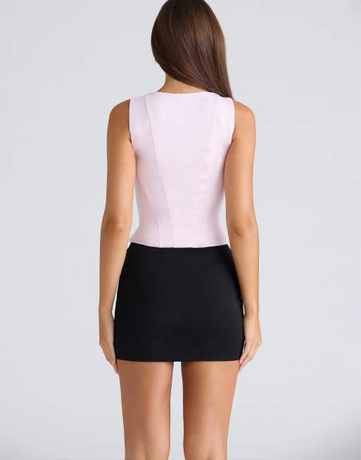 House of CB The balconette fitted corset top in pink, 3 of 4