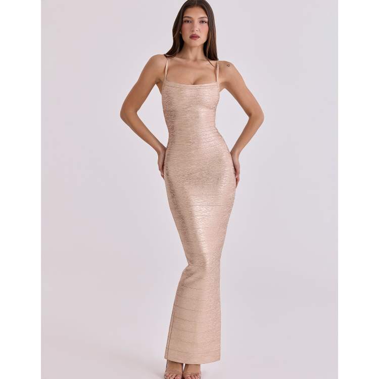 House of CB The body gold foil bandage maxi dress in gold | ASOS
