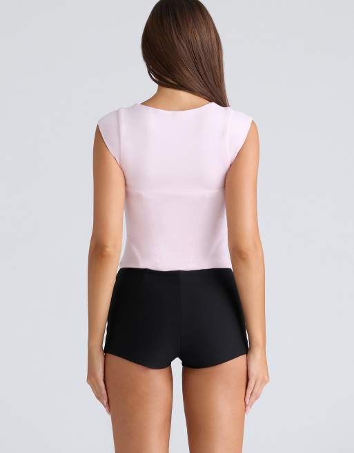 House of CB The cap sleeve corset top in pink, 4 of 4