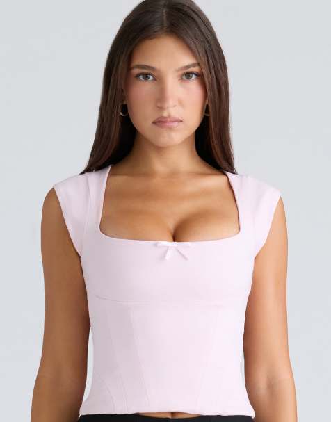 House of CB The cap sleeve pink corset top in pink - view 1