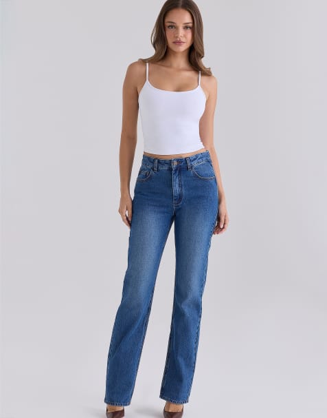 House of CB The classic medium wash mid-rise slim bootcut jeans in medium wash - view 1
