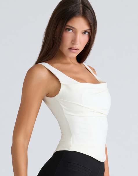 House of CB The drape neck ivory corset top in ivory - view 1