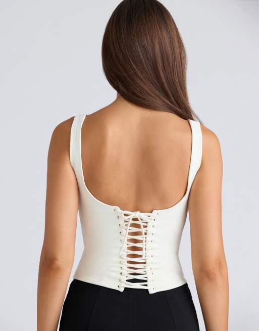 House of CB The drape neck ivory corset top in ivory, 2 of 4