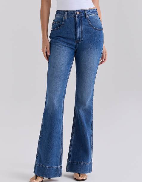 House of CB The flare medium wash high-rise jeans in medium wash - view 1