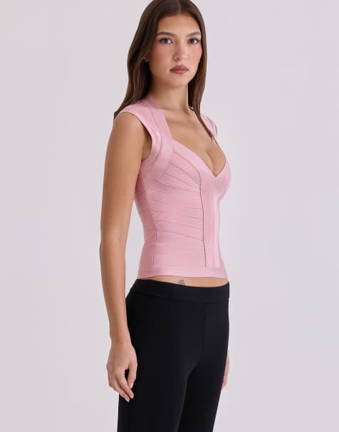 House of CB The icon baby pink bandage top in pink - view 1