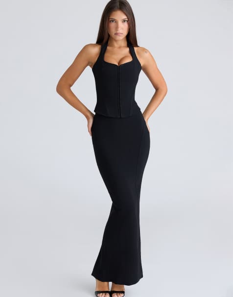 House of CB The maxi black panelled bodycon skirt in black - view 1