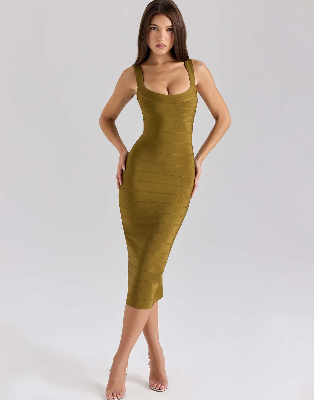 House of CB the OG midi bandage dress in olive