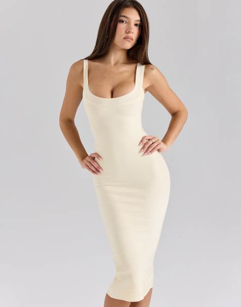 House of CB the OG midi bandage dress in vanilla - view 1