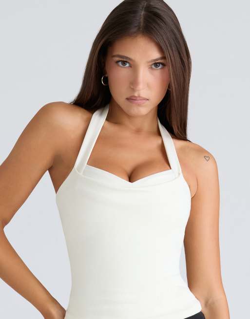 House of CB The peekaboo ivory halter neck corset top in ivory