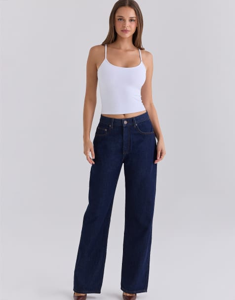 House of CB The slim boyfriend dark wash straight-leg jeans in dark wash - view 1