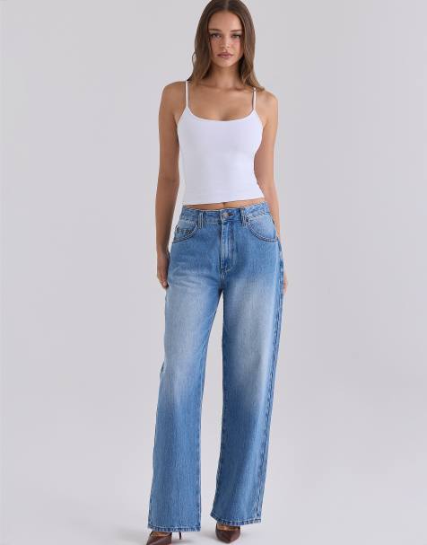House of CB The slim boyfriend light wash straight-leg jeans in light wash - view 1