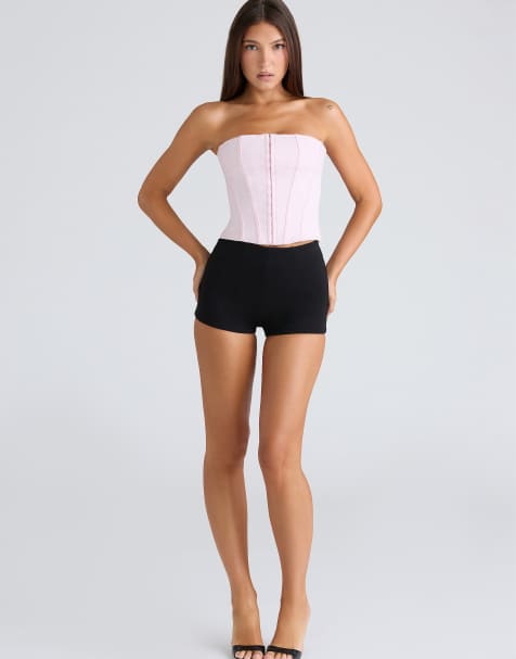 House of CB The strapless pink stretch corset top in pink - LPINK - view 1