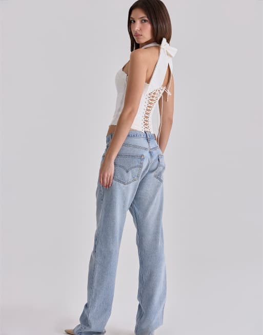 House of CB - Top blanco con cuello halter de algodón Cosette, 4 de 4