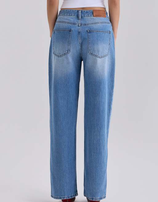 House of CB - Vaqueros rectos estilo boyfriend slim con lavado claro, 2 de 4