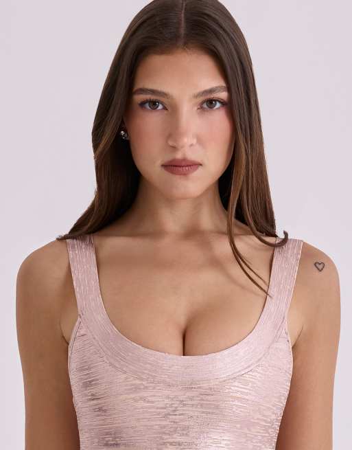 House of CB vestito lungo bandage OG rosa, 2 di 4
