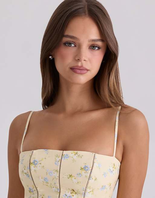 House of CB Ysabella robe d'été mi-longue en coton à imprimé citron fleuri, 4 de 4