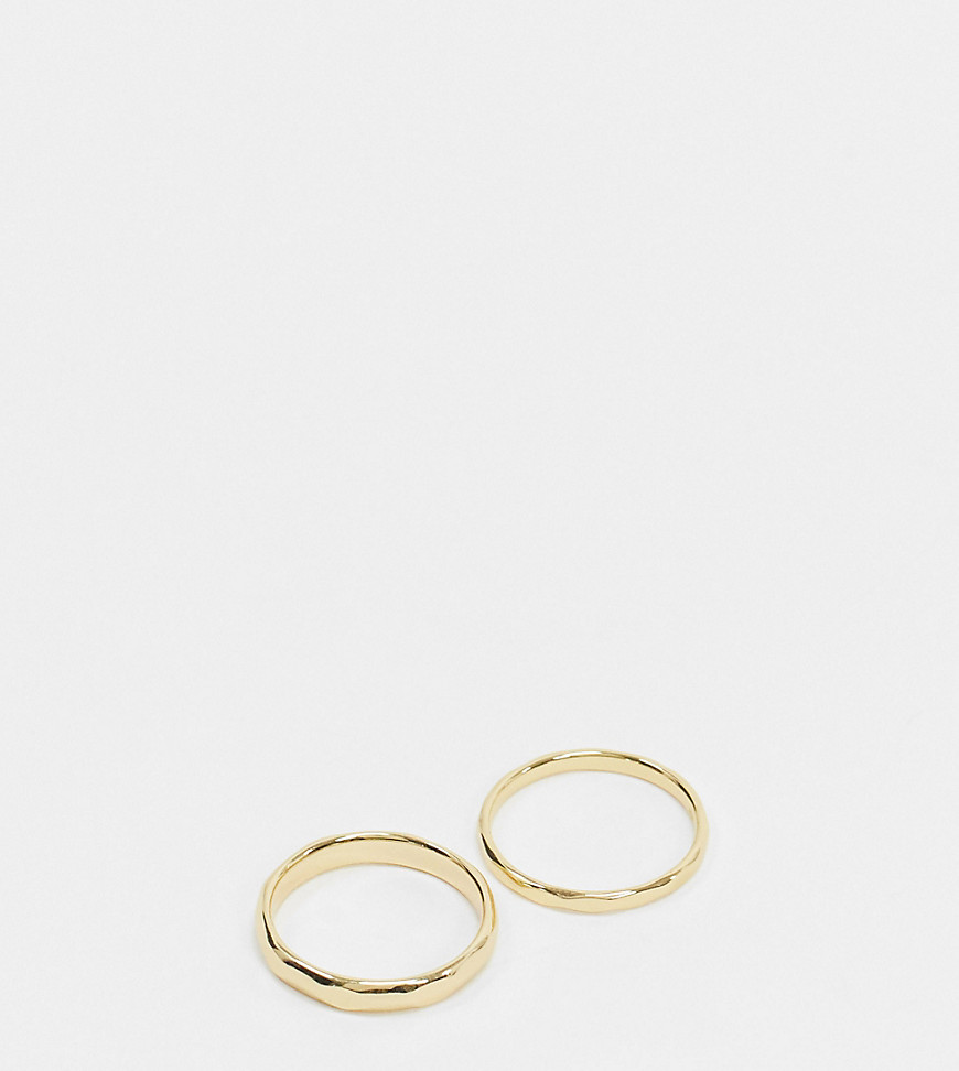 House of Freedom by Topshop hammered 2 ring multipack in gold plate