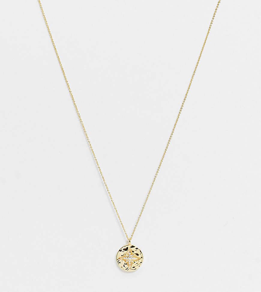 House Of Freedom Necklace With Circle Pendant With Molten Pave In Gold Plate
