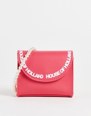 House of Holland bead detail crossbody bag in pink