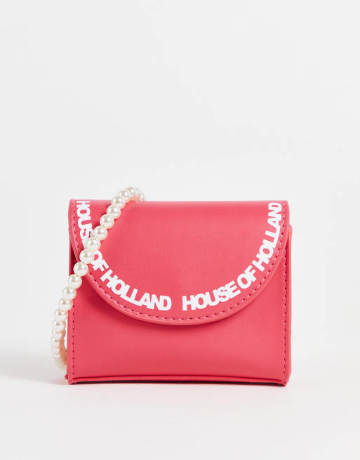 House of Holland bead detail crossbody bag in pink