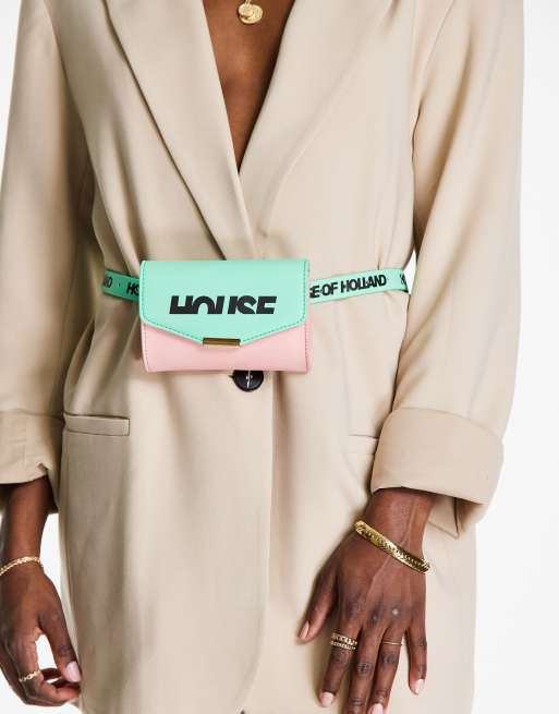 House of Holland - Borsa a bisaccia verde con logo