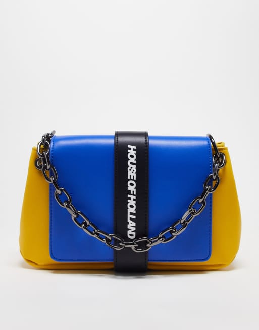 House of Holland - Borsa a tracolla blu con catena