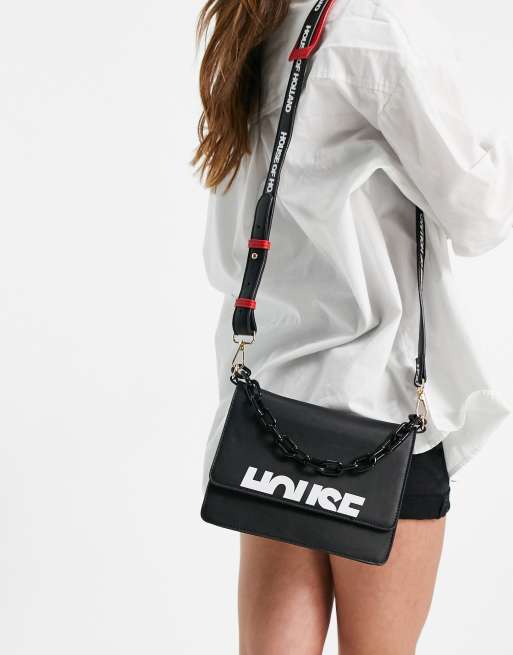 House of Holland - Borsa da spalla nera con manico a catena