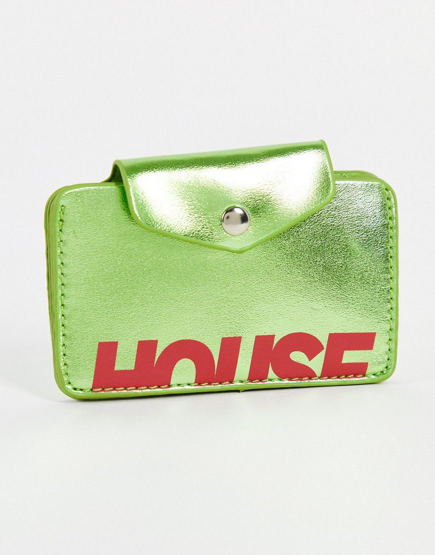 House of Holland card holder in metallic green