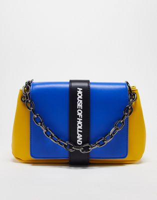 House of Holland chain link crossbody bag in blue