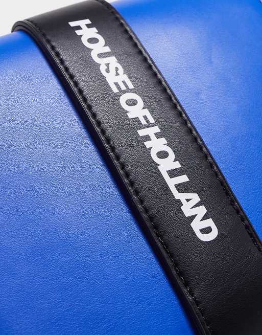 House of Holland logo chunky chain strap shoulder bag in blue