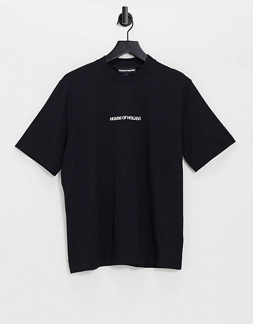 House Of Holland cotton oversized logo embroidered t-shirt in black