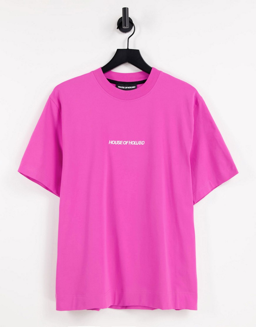 House Of Holland Cotton Oversized Logo Embroidered T-Shirt in Pink