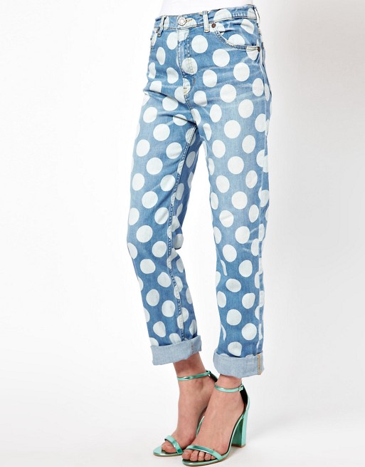 House of Holland Cropped Boy Jeans with Polka Dot Print
