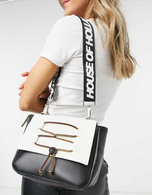House of Holland crossbody bag with cord detail in black ASOS