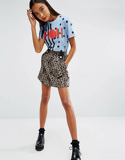 House Of Holland Faux Fur Leopard Mini Skirt