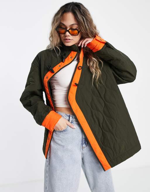 House of Holland - Giacca verde kaki trapuntata con chiusura laterale