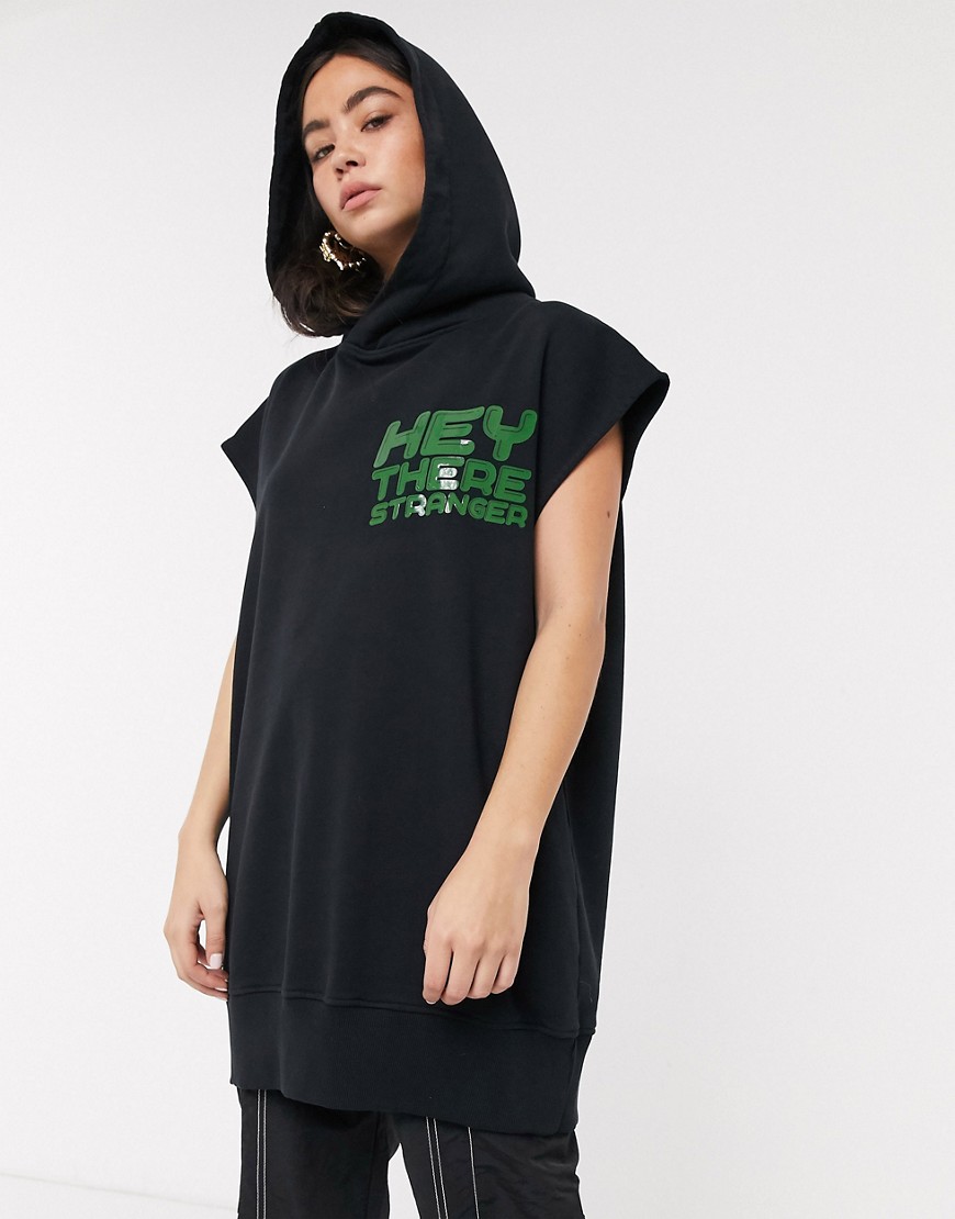 House Of Holland - Hey there - Lange mouwloze hoodie in zwart