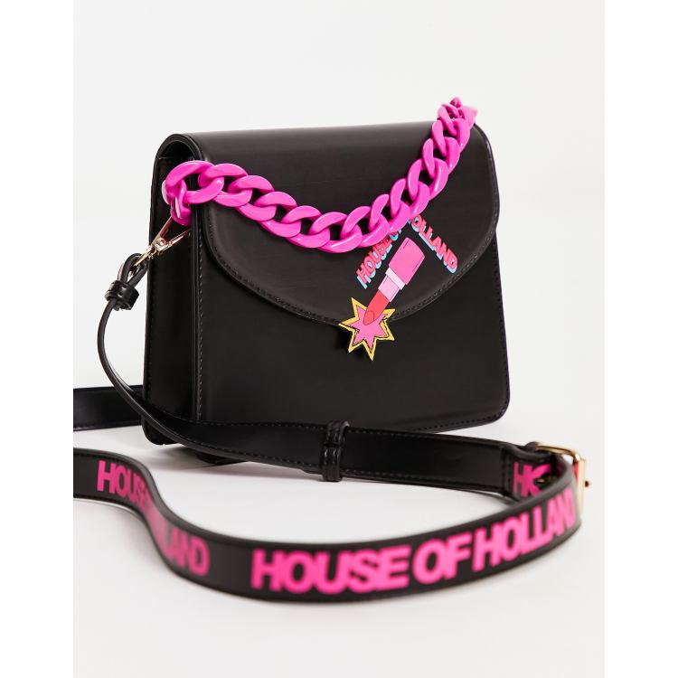 House of Holland lipstick shoulder bag in black ASOS