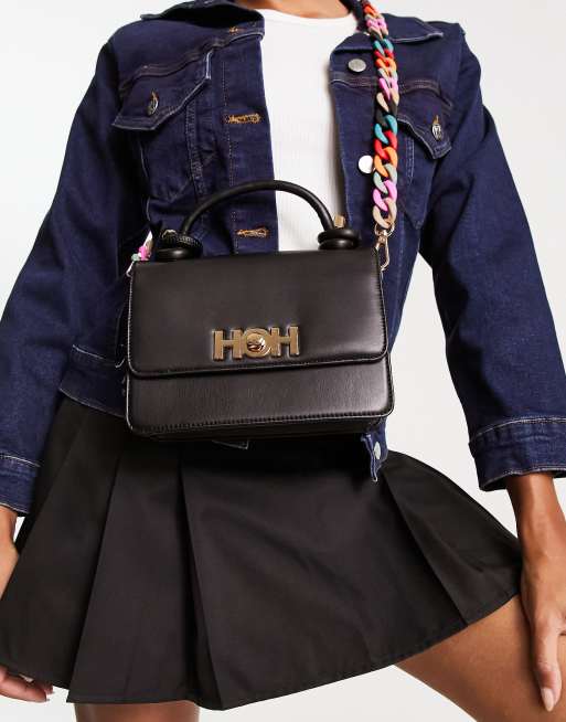 House of Holland logo chain detail crossbody bag in black ASOS