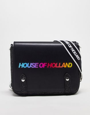 House of Holland logo satchel bag in black - ASOS Price Checker