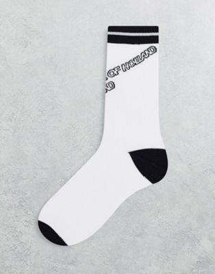 House Of Holland Logo Socks In Black And White