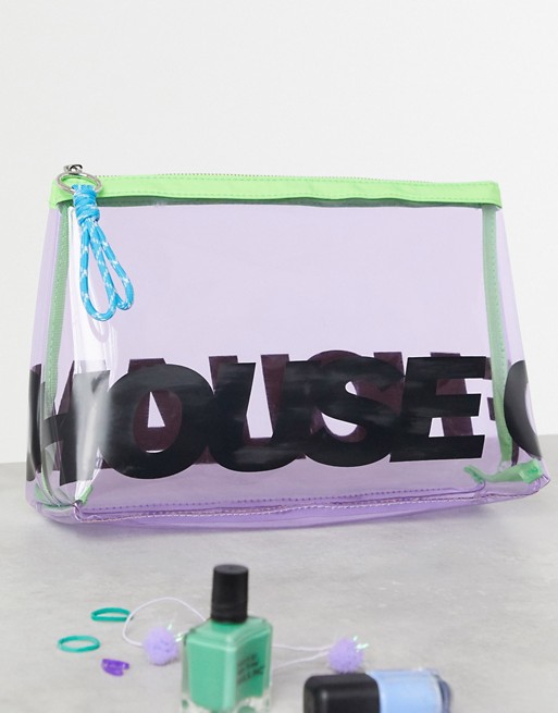 House of Holland Logo Wash Bag In Purple