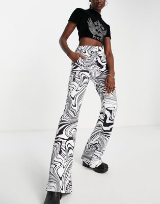 House Of Holland marble print wide leg trousers co-ord