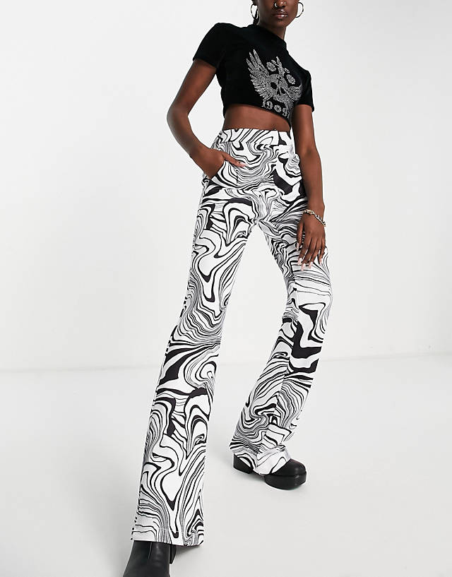 House of Holland - marble print wide leg trousers co-ord