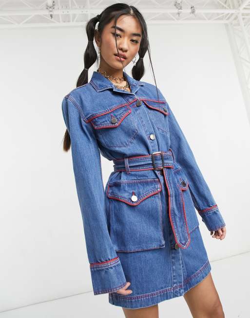 House Of Holland - Mini-westernkjolr i blå denim