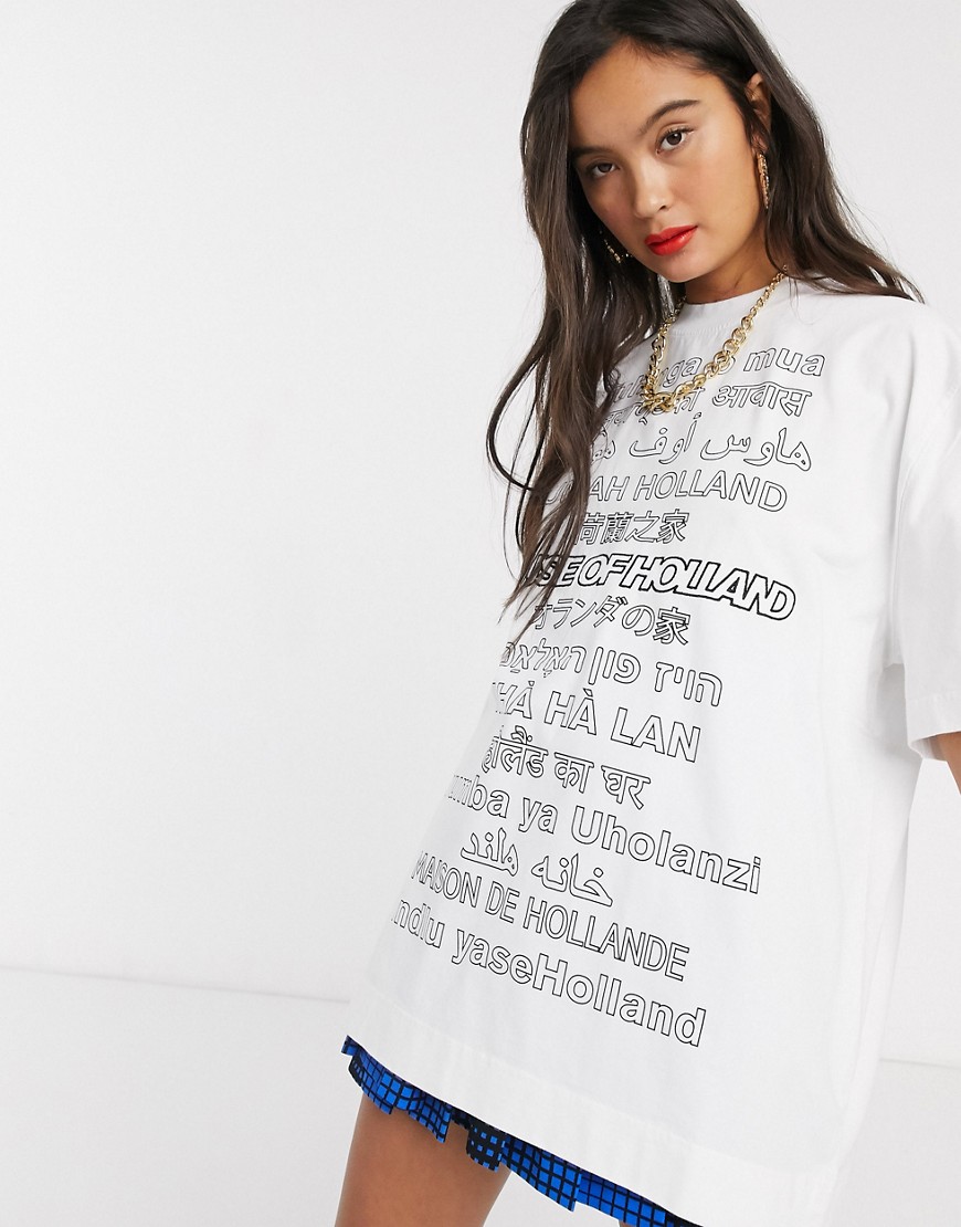 House of Holland - Multi Lingual - Oversized T-shirt-Wit